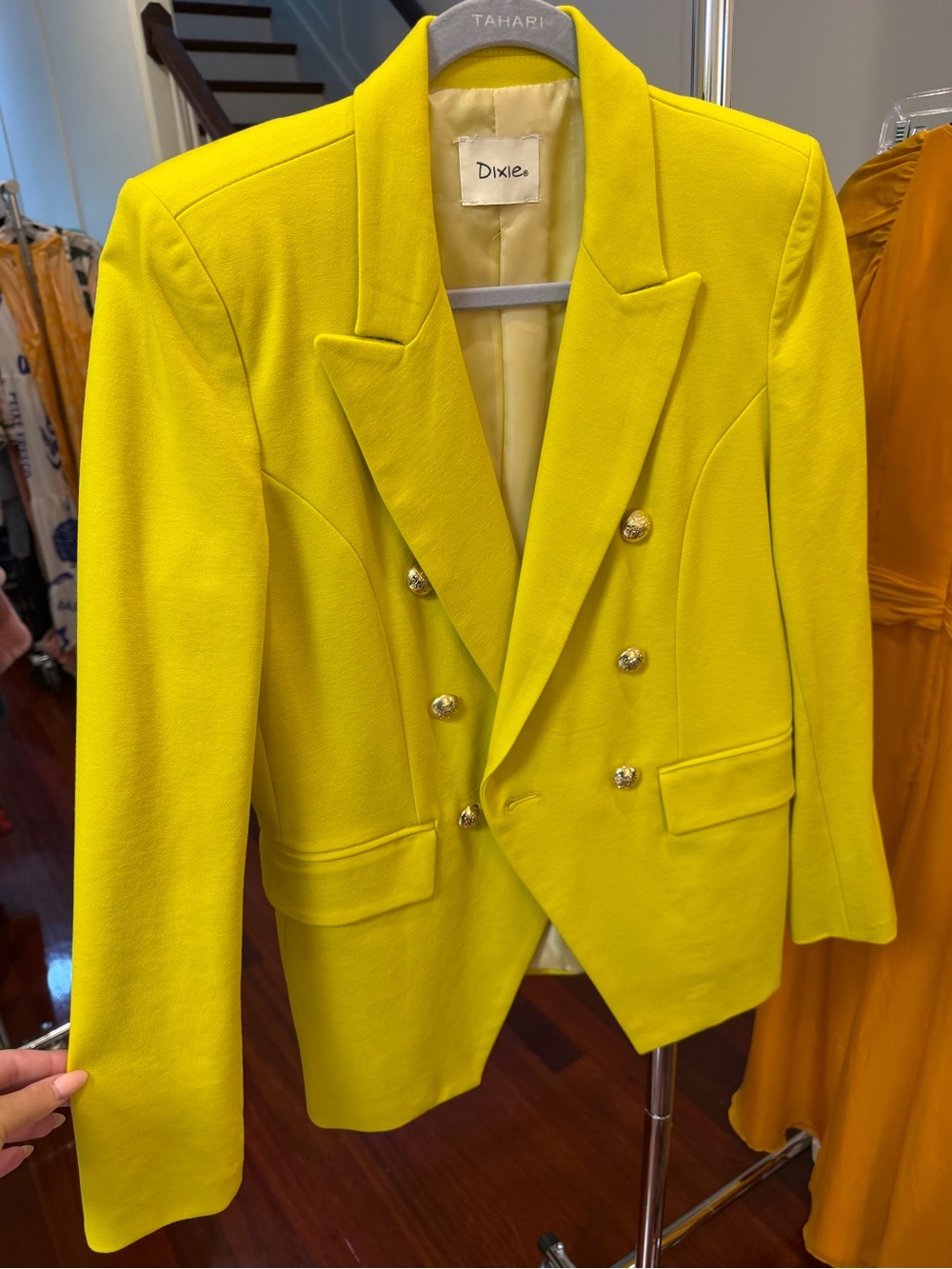 Dixie Neon Yellow Double-Breasted Blazer